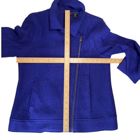 Tahari Wool Blend Moto Sweater Jacket Women's Size M Preppy Career Asymmetrical - Picture 6 of 8